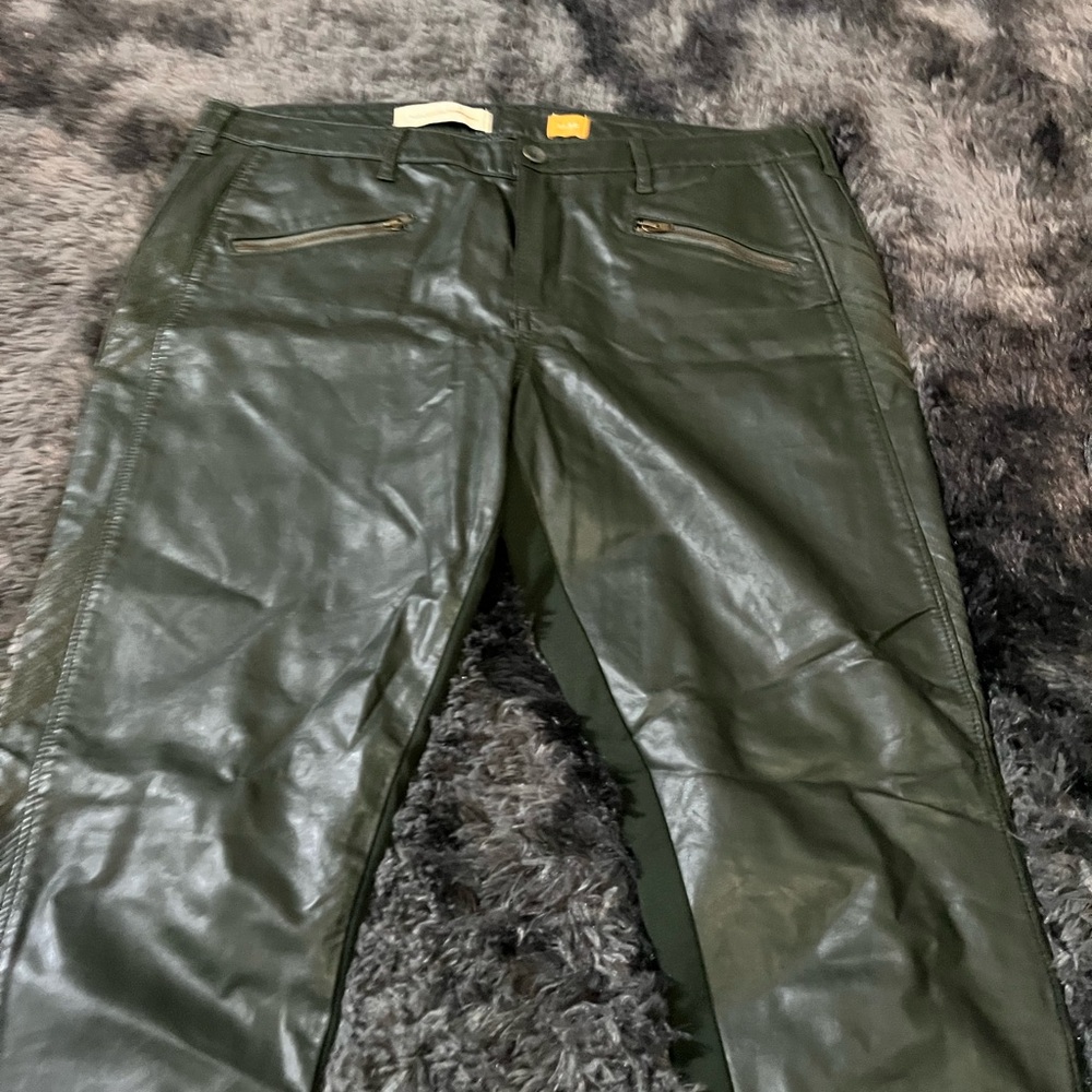 Pilcro and the letter‎ press green pleather front pants woman’s 32 - Picture 3 of 13